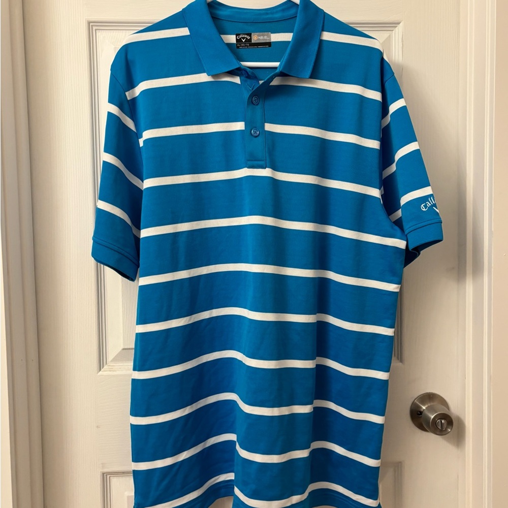 Callaway Men's Opti-Dri Blue Striped Polo Golf Shirt size XL Country Club